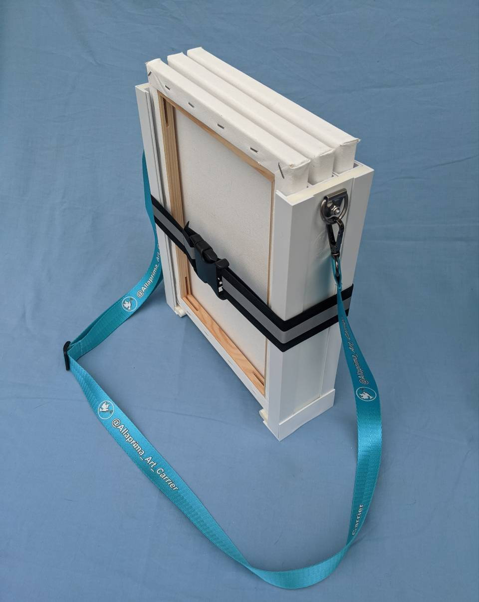 Allaprima Art Canvas Carrier®. Carry your wet paintings safely. Light weight & adjustable to different sized paintings. Ideal for Plein Air.