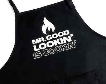 Funny Aprons for Men, Funny Guy Aprons, Aprons for Men, Mens Apron, BBQ Apron, Grill Apron for Men, Mr. Good Lookin’ is Cookin’ Apron