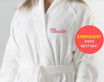 Personalized Embroidered Cotton Bathrobe: Newlywed Couple Gift