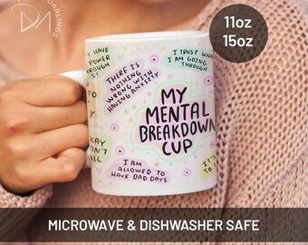 Mental Breakdown Mug, Anxiety Relief Gift, 11oz 15oz Coffee Cup