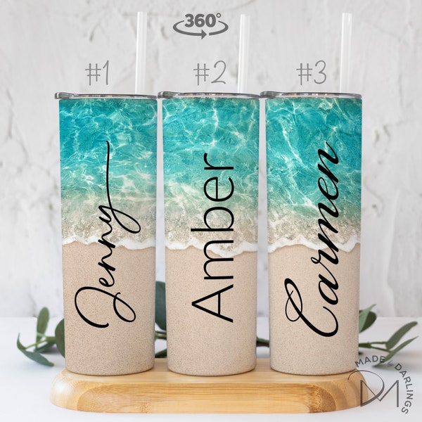Personalized Beach Tumbler: Custom Vacation Stainless Steel Cup