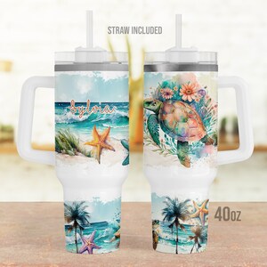 Vaso de tortuga personalizado con asa - Vaso de viaje de 40 oz