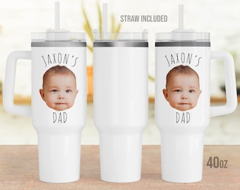 Personalized Baby Face 40oz Tumbler with Handle, Father's Day Gift