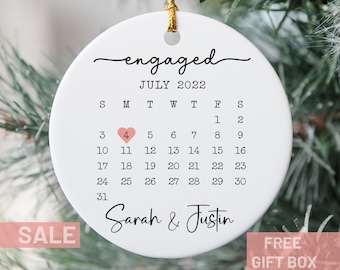 Engaged Ornament- Engagement Ornament-Engagement Gift- Custom Ornament-Marriage Announcement Couples Ornament-Personalized