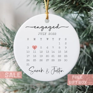 Engaged Ornament- Engagement Ornament-Engagement Gift- Custom Ornament-Marriage Announcement Couples Ornament-Personalized