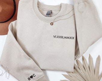 Custom Embroidered Roman Numeral Sweatshirt | Anniversary Gift