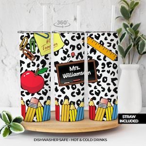 Custom Teacher Tumbler , Cheetah Pattern Personalized teacher tumbler , Gift for teacher, Teacher Leopard tumbler, Teacher Appreciation Gift