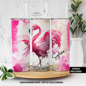 Personalized Flamingo Tumbler: 20oz Insulated Stainless Steel Travel Cup