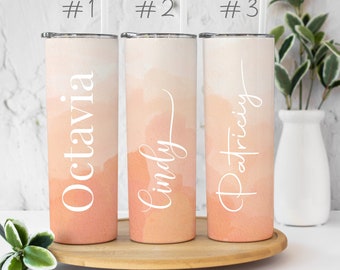 Personalized Orange Ombre Tumbler: 20oz Insulated Travel Cup