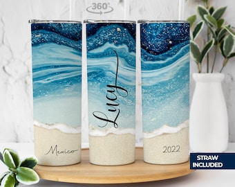 Personalized Beach Tumbler: Custom Girls Trip Stainless Steel Cup