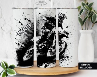Personalized Dirt Bike Tumbler: 20oz Stainless Steel Travel Cup