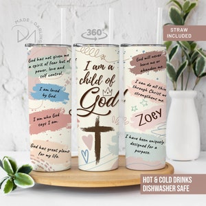 Bible Affirmation Tumbler, I am a Child of God Tumbler, Religious Tumbler with Straw, Christian Gifts, Christian Tumbler, Gift for Women