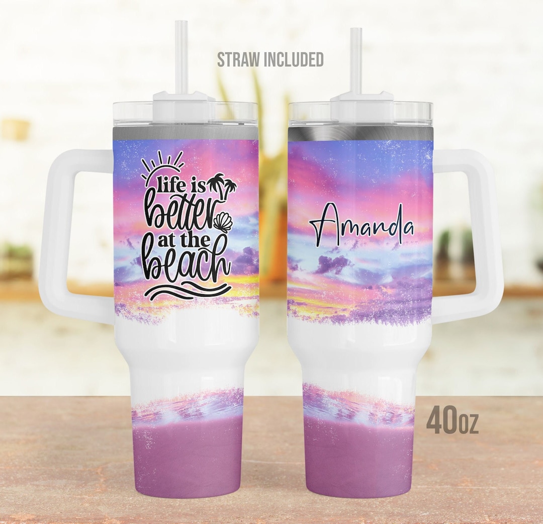 40oz Tumbler Personalized, Beach Tumbler Personalized, Life is Better ...