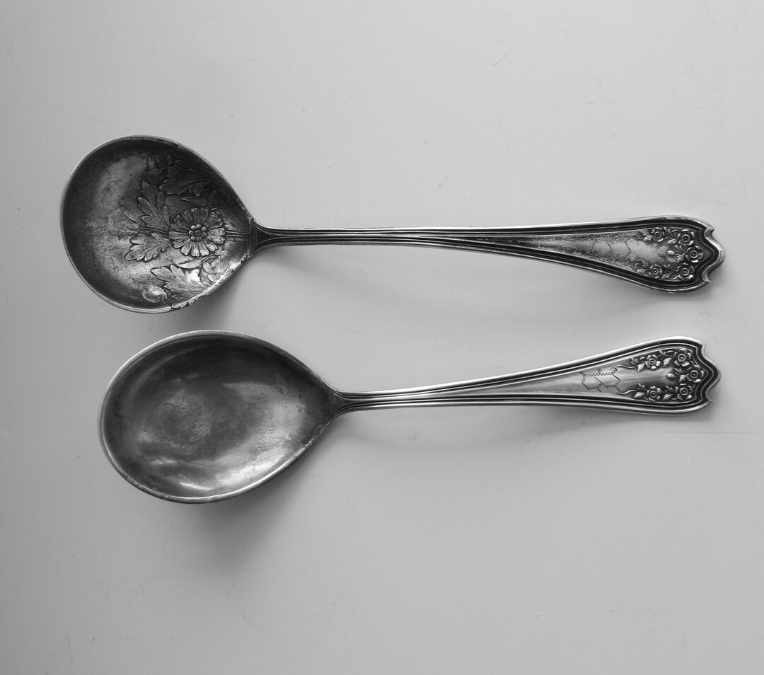 2 Antique SSMC Sterling Silver Spoons Etsy