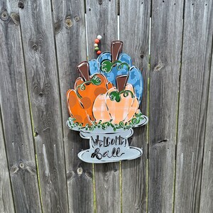 Fall Door Hanger: Pumpkin Topiary Door Hanger, Pumpkin Sign, Pumpkin Door Hanger, Fall Decor, Pumpkin Decor, Pumpkin Stack Sign