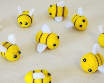 Felt wool bee | Cute craft decoration accessory | Bumble bees | Yellow White Black