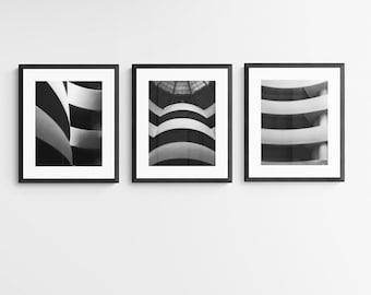 Set of 3 Photo Prints Guggenheim Museum New York, NY Photo set digital download, New York Architecture photo prints, NY photo print set