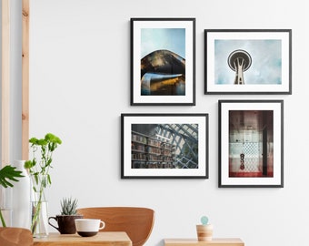 Set of 4 Photo Print Seattle, Seattle Travel Photo Set, Space Needle Seattle Photo, EMP Seattle Photo, Seattle Library Photo, Seattle Photos