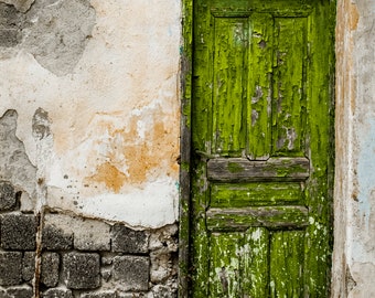 Old Green Door Photo Print, Printable Art, Dilapidated Green Door, Old Wood Door, Old Green Door, Old House Entrance Photo Print