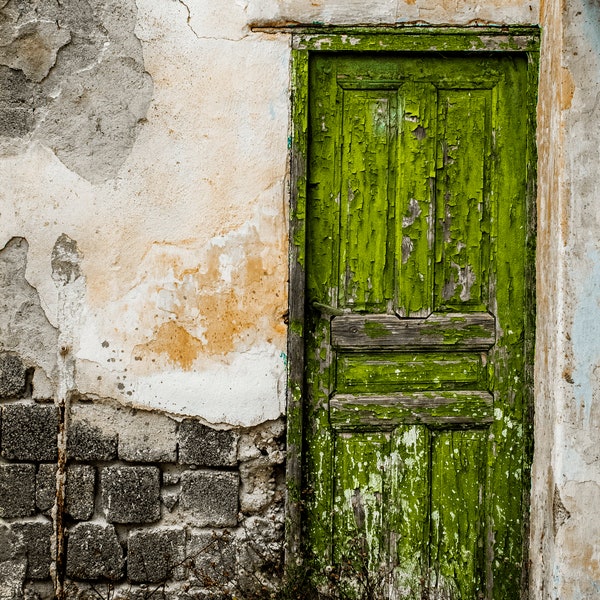 Old Green Door Photo Print, Printable Art, Dilapidated Green Door, Old Wood Door, Old Green Door, Old House Entrance Photo Print