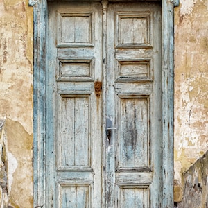 Old Light Blue Door Photo Print, Printable Art, Dilapidated Light Blue Door, Old Wood Door, Old Light Blue Door, Old House Entrance Photo