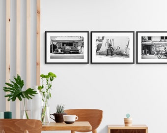 Set of 3 Photo Prints Belize, Photo Print Set featuring street scenes in a poor country, Black and White Photo Print Set Belize