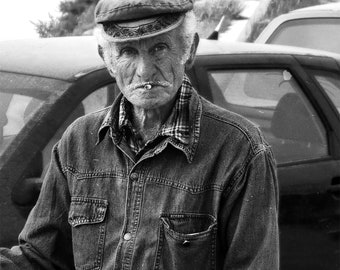 Old Man Photo Print, Elderly Man photo print, photo print of an old man smoking a cigarette, Elderly Faces Photo Print, Elderly Faces Photo