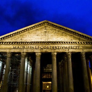 Pantheon Roma Foto, Pantheon a Roma di notte, Stampa fotografica Pantheon Roma, Museo Pantheon Roma, Fotografia di viaggio Roma, Stampa fotografica Roma