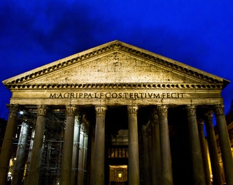 Pantheon Rome Photo, Pantheon in Rome at night, Pantheon Rome Photo Print, Pantheon Rome Museum, Rome Travel Photography, Rome Photo Print