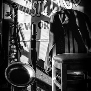 Black and White New Orleans Music Photo, New Orleans Photo Print, Saxophone Photo Print, New Orleans Music Photo, Black and White Saxophone