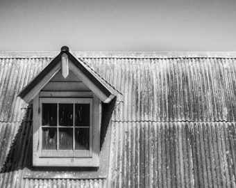 Old Building on Alcatraz Photo Print, A window on a roof photo print, Old Roof Photo Print, Alcatraz Photo Print, Abandoned Home Photo Print