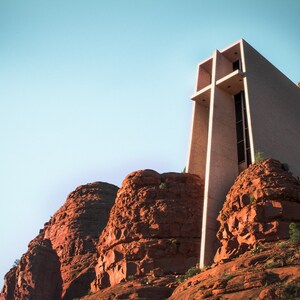 Beautiful Church on the rocks, Sedona Church, Beautiful Chapel Photo Print, Church in a Sunset, Chapel in a Sunset Photo, Beautiful Church
