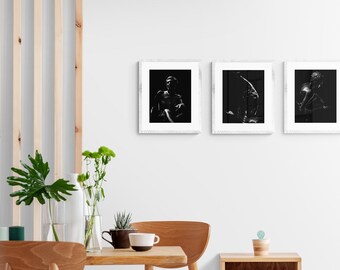 Set of 3 Photo Prints featuring Art Sculptures, Black and White Photos of Roman Sculptures, Sculpture Photo Set