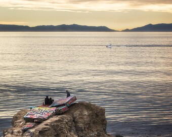 The Sunken City of Los Angeles Photo Print, Sunken City San Pedro Photo, Graffiti Rocks in San Pedro Photo Print, Rocks and ocean view photo