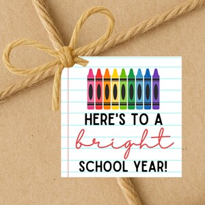 Here&#39;s To A Bright School Year | Back To School Gift Tags | Instant Download | 2.5x2.5