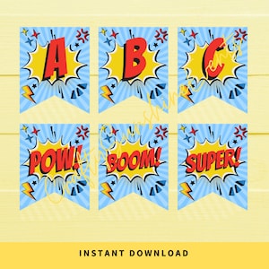 INSTANT DOWNLOAD Printable Superhero Themed Banner 5x6