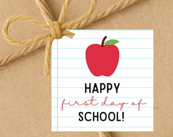 Happy First Day Of School | Back To School Gift Tags | Instant Download | 2.5x2.5