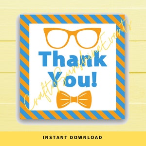 DOWNLOAD IMMEDIATO Tag regalo di ringraziamento blu arancione 2.5x2.5