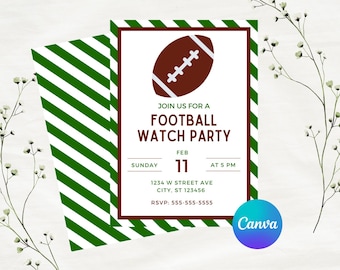 DIGITAL DOWNLOAD ONLY Football Watch Party Editable Invitation 5x7