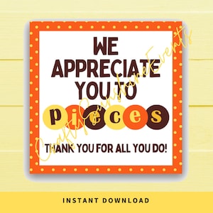 DESCARGA INSTANTE Te agradecemos en pedazos Etiquetas de regalo cuadradas 2.5x2.5