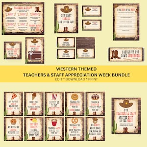 DIGITAL DOWNLOAD ONLY Western Themed Teachers & Staff Appreciation Week Bundle Set