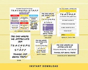 INSTANT DOWNLOAD Friends Themed Teachers & Staff Appreciation Week Bundle