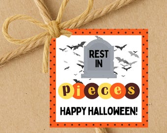 Vila i bitar Glad Halloween | Halloween-presentetiketter | Direkt nedladdning | 2,5x2,5