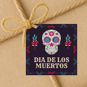 Etiquetas de regalo cuadradas del Día de los Muertos (2,5 x 2,5) para DESCARGA INSTANTÁNEA
