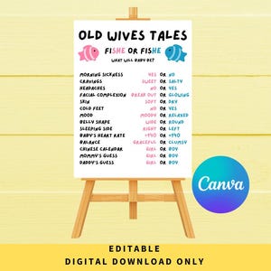 DESCARGA DIGITAL SOLAMENTE Letrero de revelación de género con temática de peces de Old Wives Tales