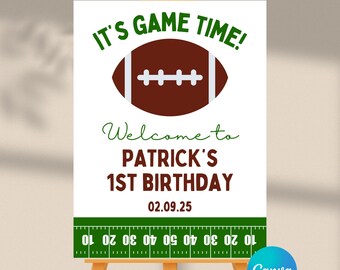 DIGITAL DOWNLOAD ONLY Football Themed Birthday Party Editable Welcome Sign