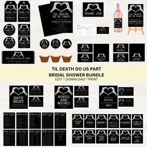 Halloween Bridal Shower | Editable Til Death Do Us Part Bridal Shower Bundle Set | Halloween Theme | Instant Download | Canva Template