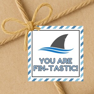 You Are Fin-Tastic | Happy Shark Week Gift Tags Printable | Shark Party Favor Tags | Instant Download