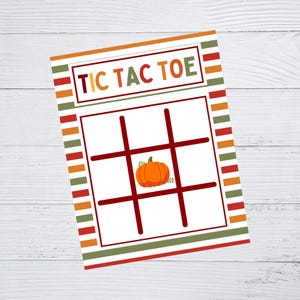 INSTANT DOWNLOAD Fall Themed Tic Tac Toe Game Cards