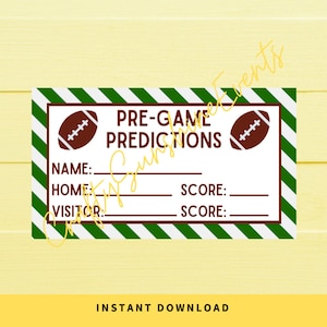 DESCARGA INSTANTE Tarjetas de predicción previa al juego de fútbol 3.5x2